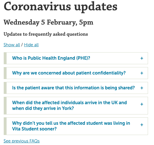university of york - coronavirus - update