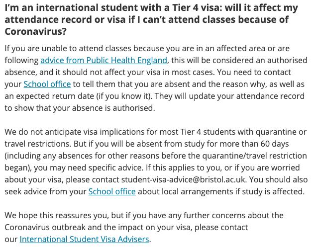 university of bristol - coronavirus - update